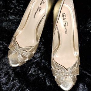 Lulu Townsend sparkly gold dressy stiletto pumps NWT